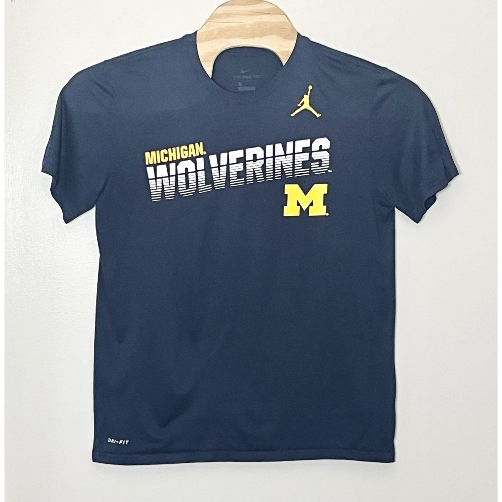 Jordan University Of Michigan T-Shirt Men's Large Blue Wolverines‎ DriFit NCAA